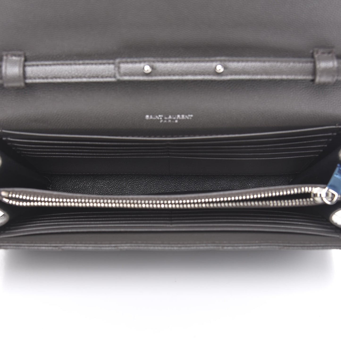 Grain De Poudre Matelasse Chevron Monogram Chain Wallet Grey