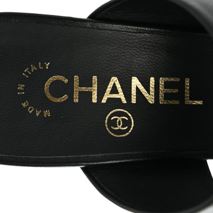 Chanel Lambskin Pearl Sandal Mules 38 Black 7 of 8