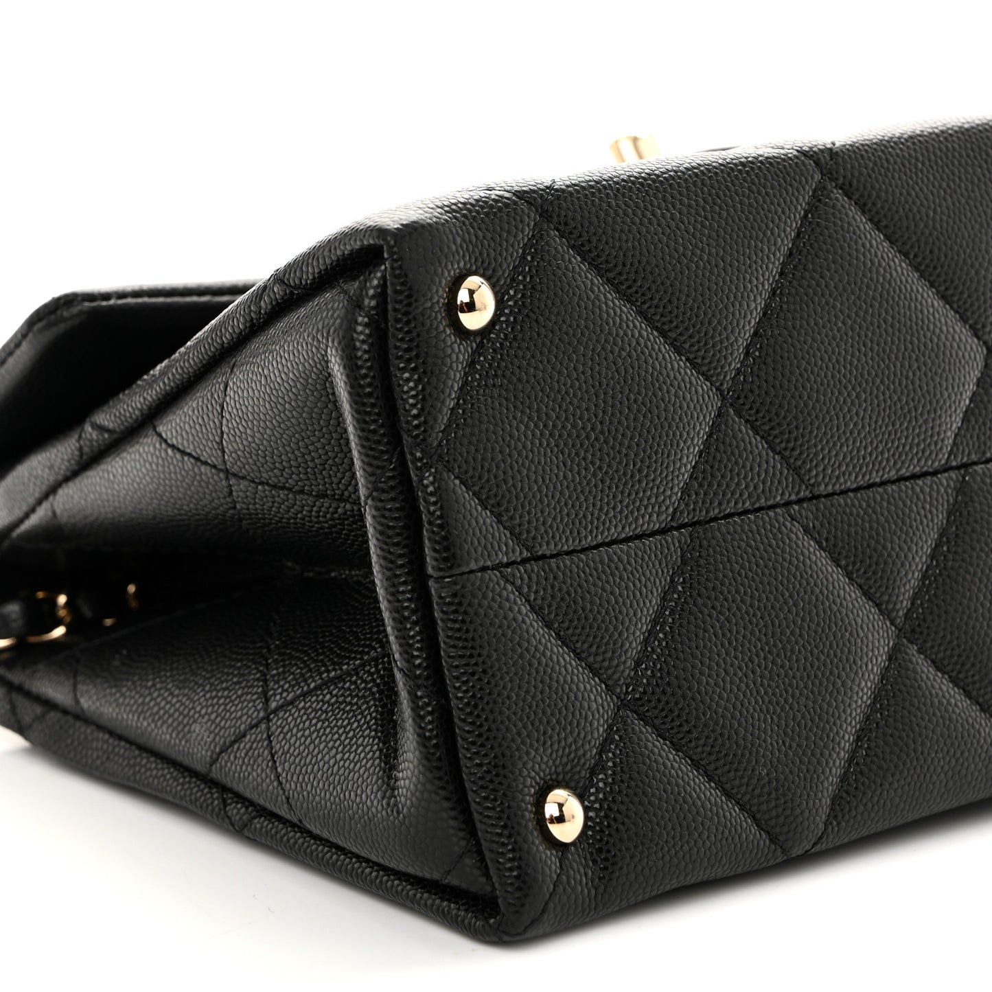 Caviar Quilted Mini Retro Twist Top Handle Flap Black