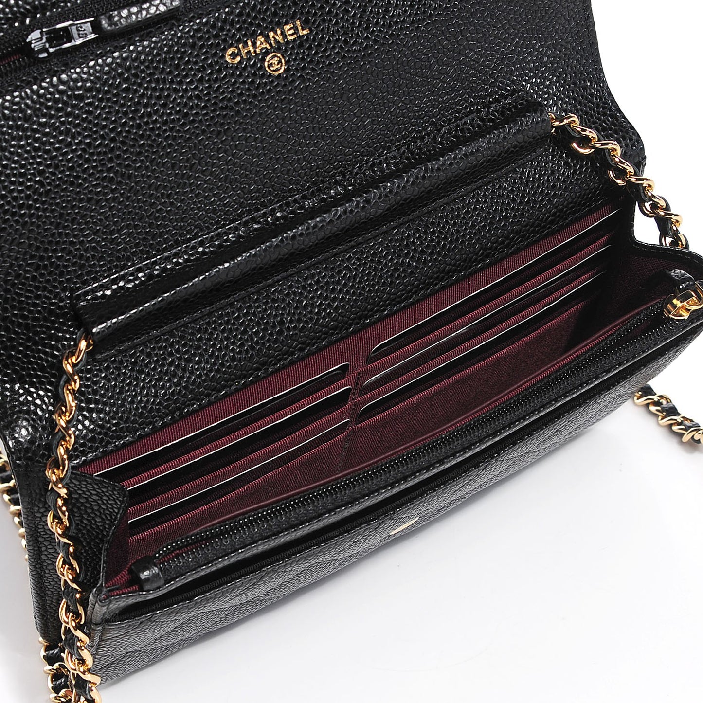 Caviar Quilted Wallet On Chain WOC Black
