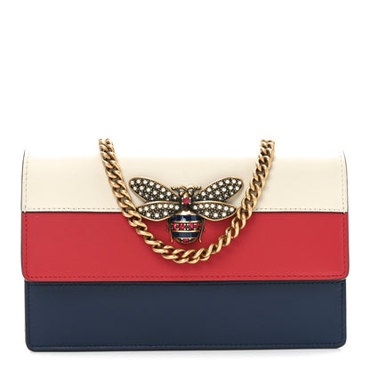 Gucci Calfskin Queen Margaret Chain Wallet Blue Agata Hibiscus Red Mystic White 1 of 10