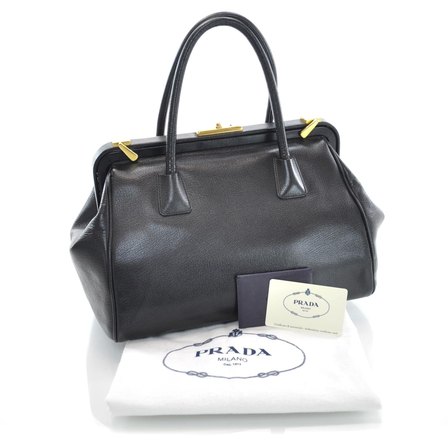 Prada Goatskin Cerniera Doctor Bag Black 3 of 9