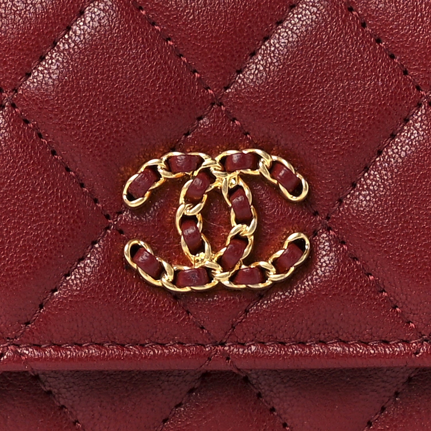 Chanel Lambskin Quilted Medium 19 Flap Wallet Burgundy 7 of 11