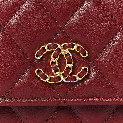 Chanel Lambskin Quilted Medium 19 Flap Wallet Burgundy 7 of 11
