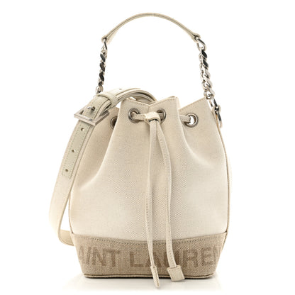 Saint Laurent Canvas Mini Chevron Bucket Bag Grigio 1 of 14