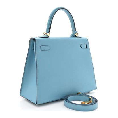 Hermes Madame Calfskin Kelly Sellier 25 Bleu Du Nord 3 of 13
