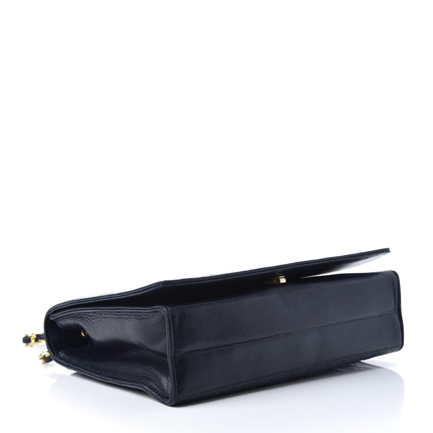Lambskin Quilted Small Single Flap Navy