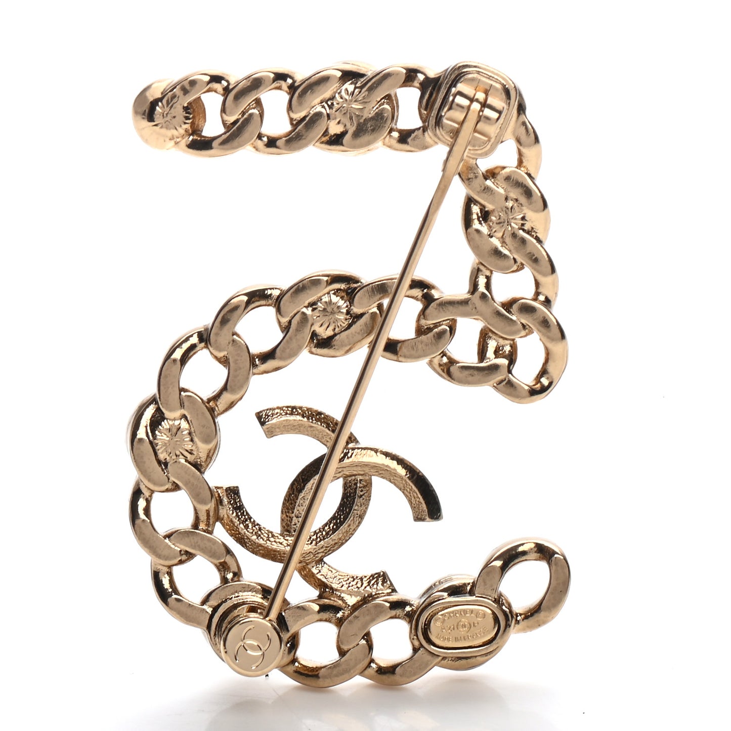 Pearl Crystal 5 CC Brooch Gold