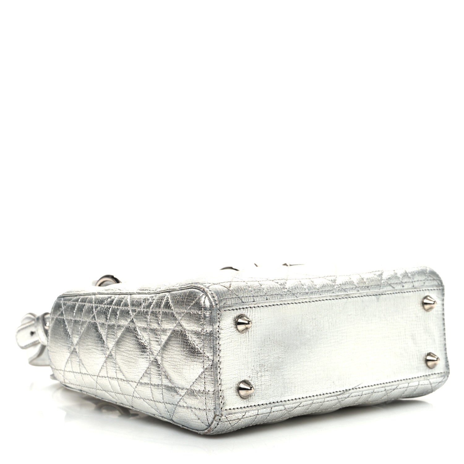 Christian Dior Metallic Grained Calfskin Cannage Small Lucky Badges My Lady Dior Silver 4 of 11