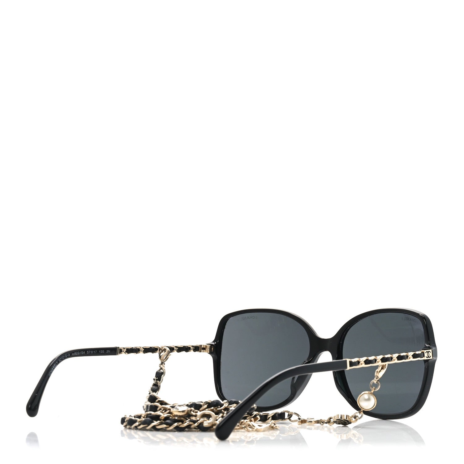 Chanel Acetate Metal Calfskin Square Chain Sunglasses 5210-Q-A