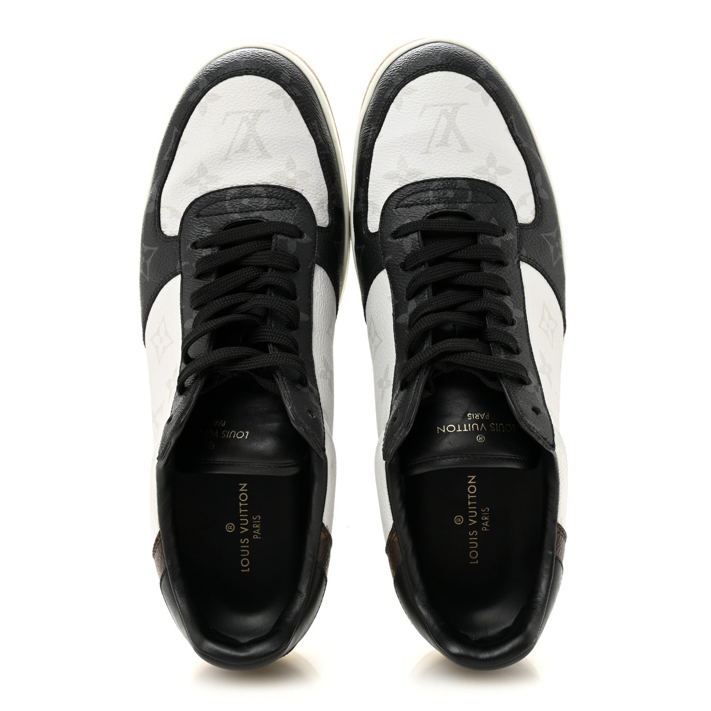 Calfskin Monogram Mens Rivoli Sneakers 9 White Black