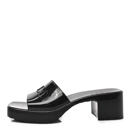 Gucci Rubber Gucci Logo Womens Platform 20/60mm Slide Sandals 41 Black 1 of 8