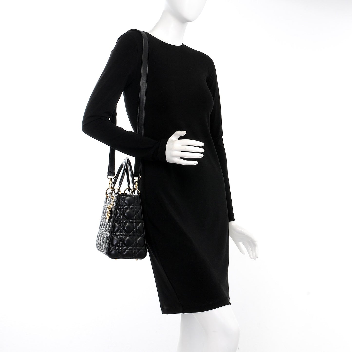 Lambskin Cannage Medium Lady Dior Black