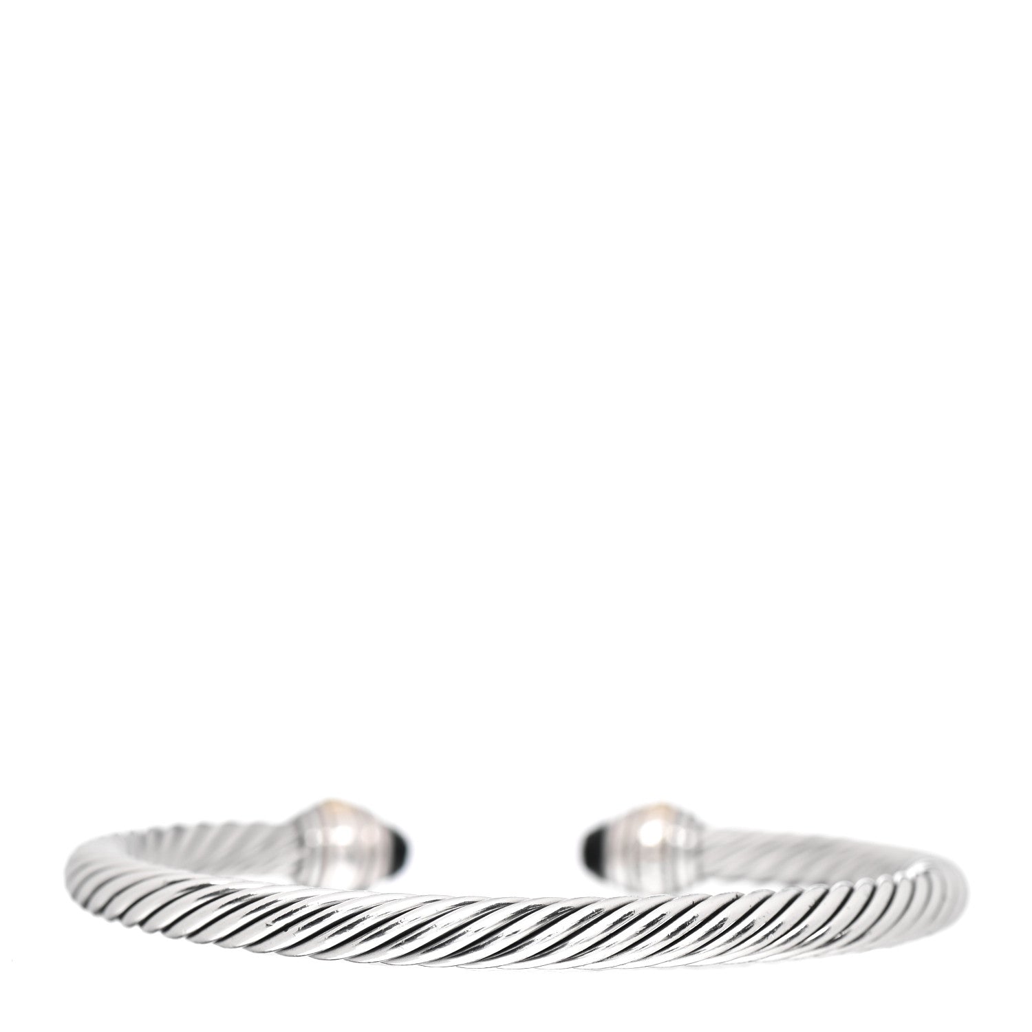 David Yurman Sterling Silver 14K Yellow Gold Black Onyx 5mm Cable Classics Bracelet 3 of 4