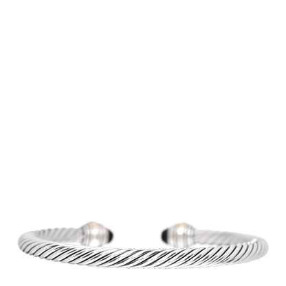 David Yurman Sterling Silver 14K Yellow Gold Black Onyx 5mm Cable Classics Bracelet 3 of 4