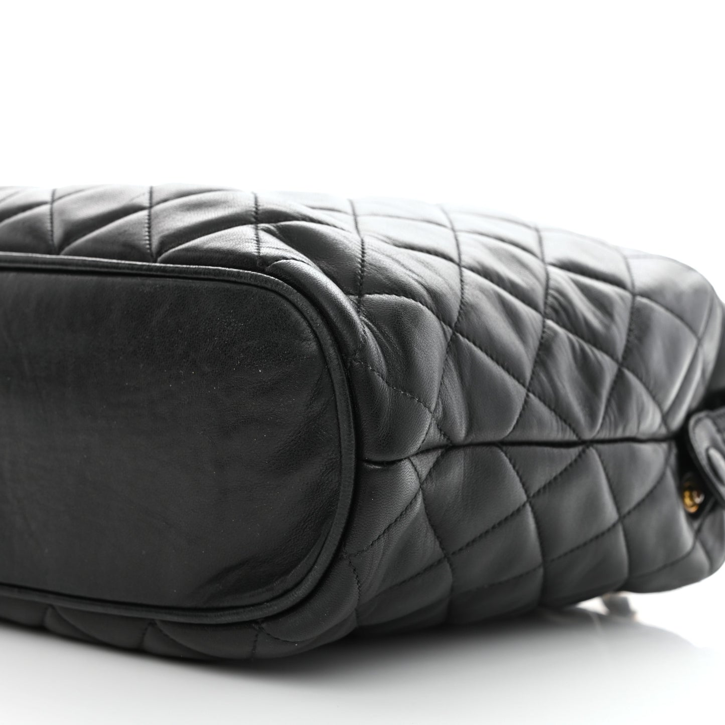 Lambskin Quilted Large Camera Case Black