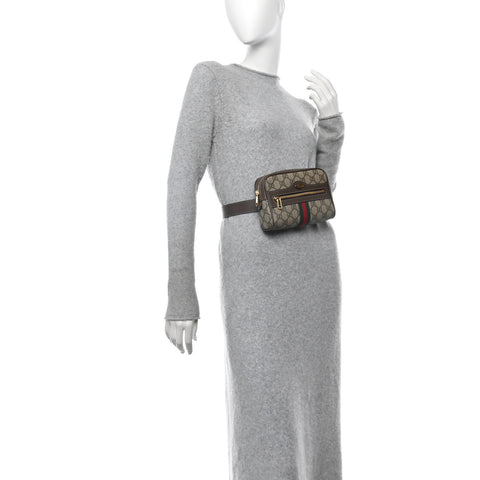 GG Supreme Monogram Web Small Ophidia Belt Bag 85 34 Dark Brown