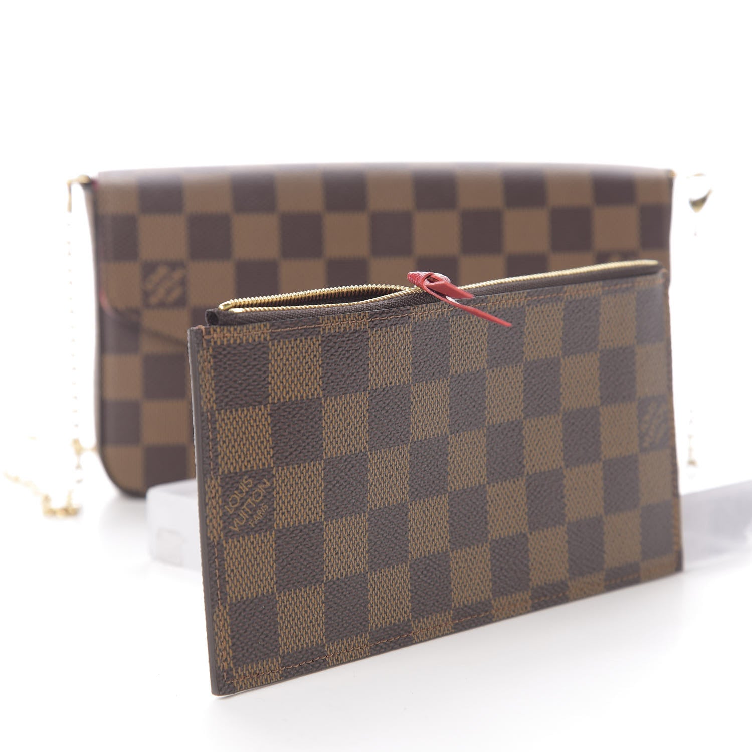 Louis Vuitton Damier Ebene Pochette Felicie Chain Wallet 11 of 14
