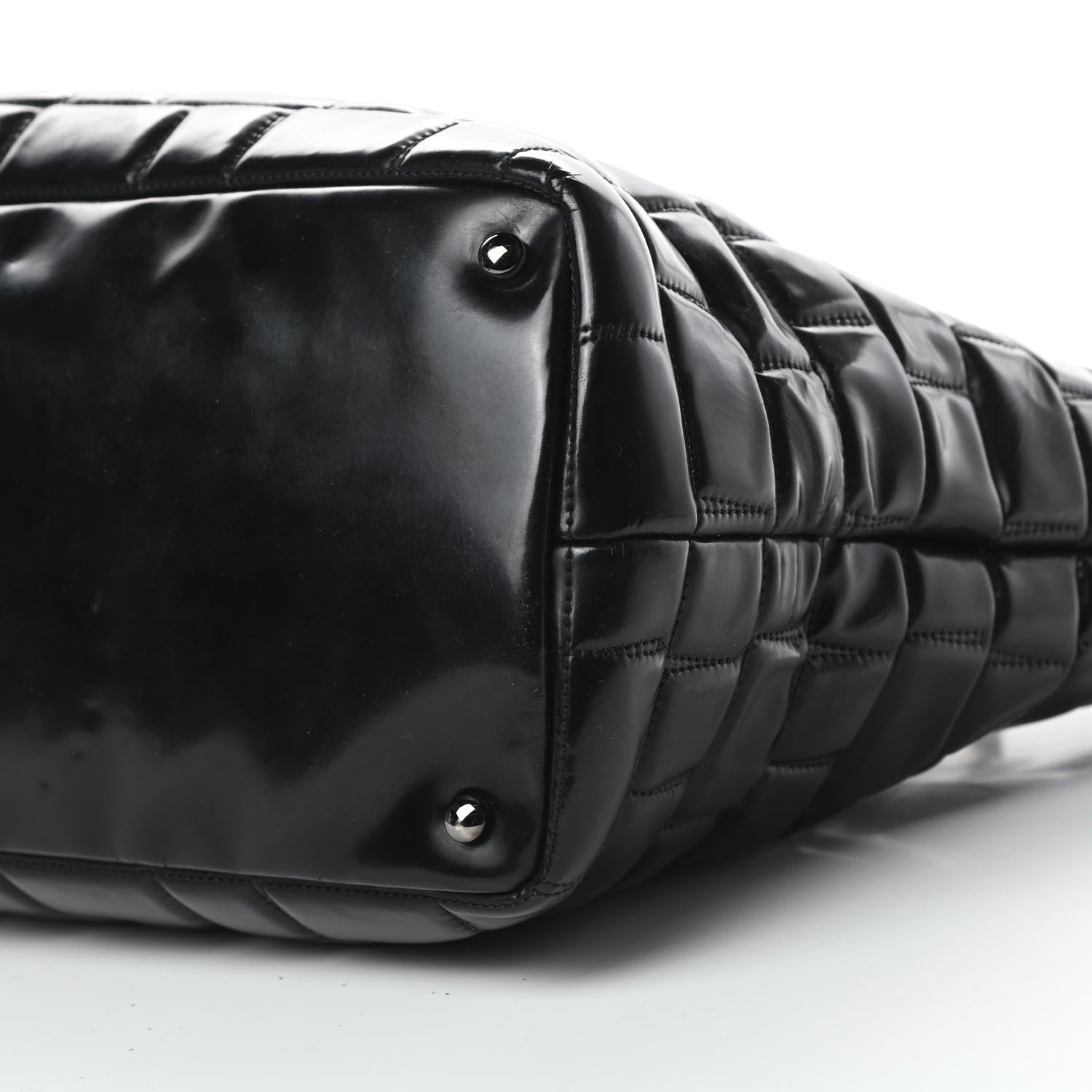 Chanel Vinyl Quilted Frozen Shopping Tote Black 10 of 15