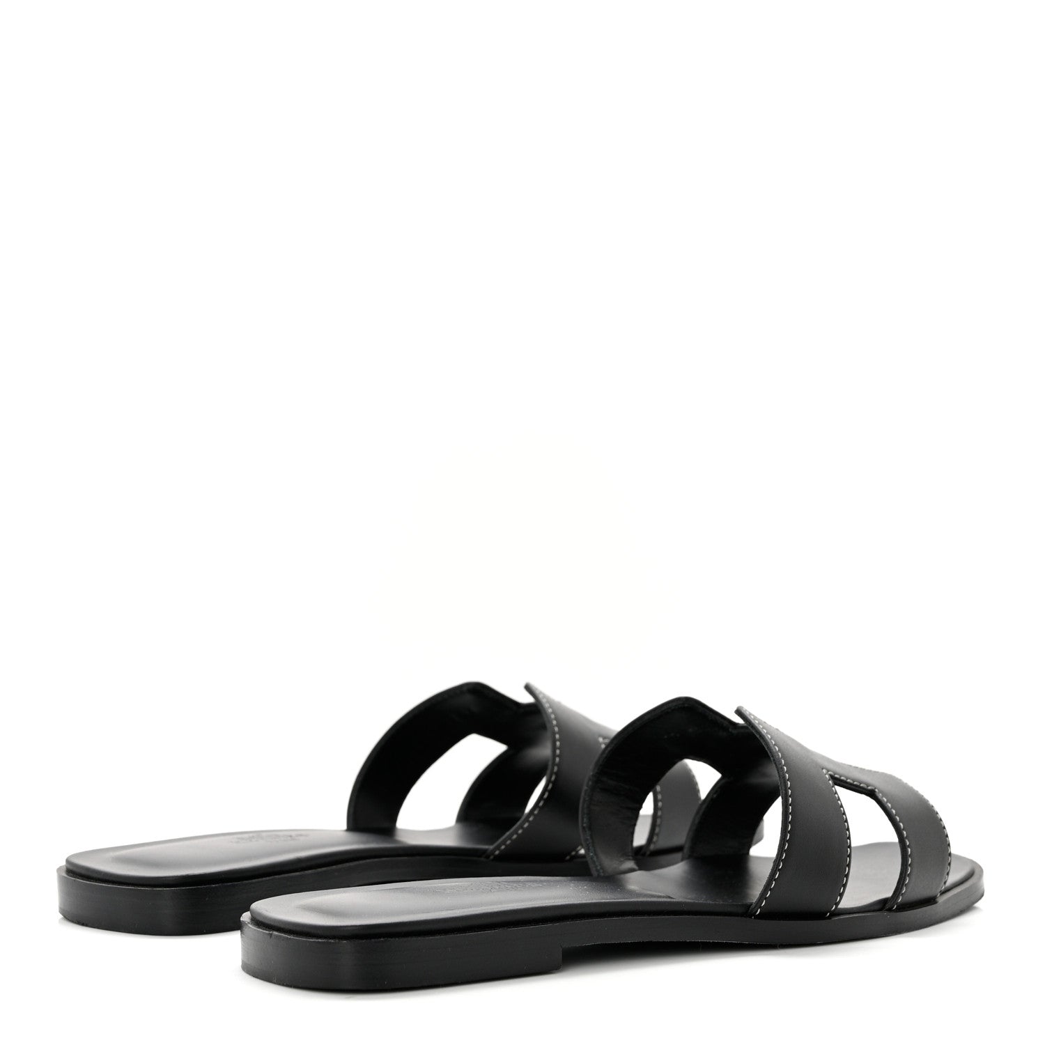 Hermes Box Calfskin Oran Sandals 37.5 Black 4 of 9