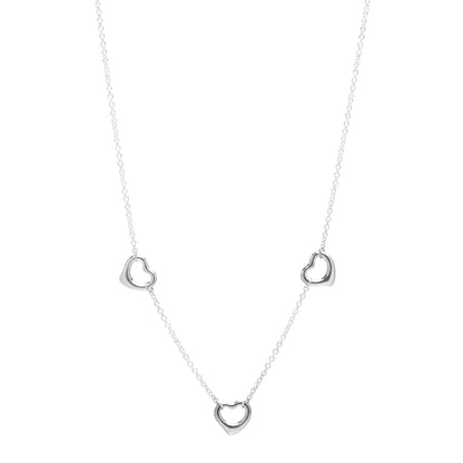 Tiffany Sterling Silver Elsa Peretti 3 Open Hearts Necklace 1 of 4