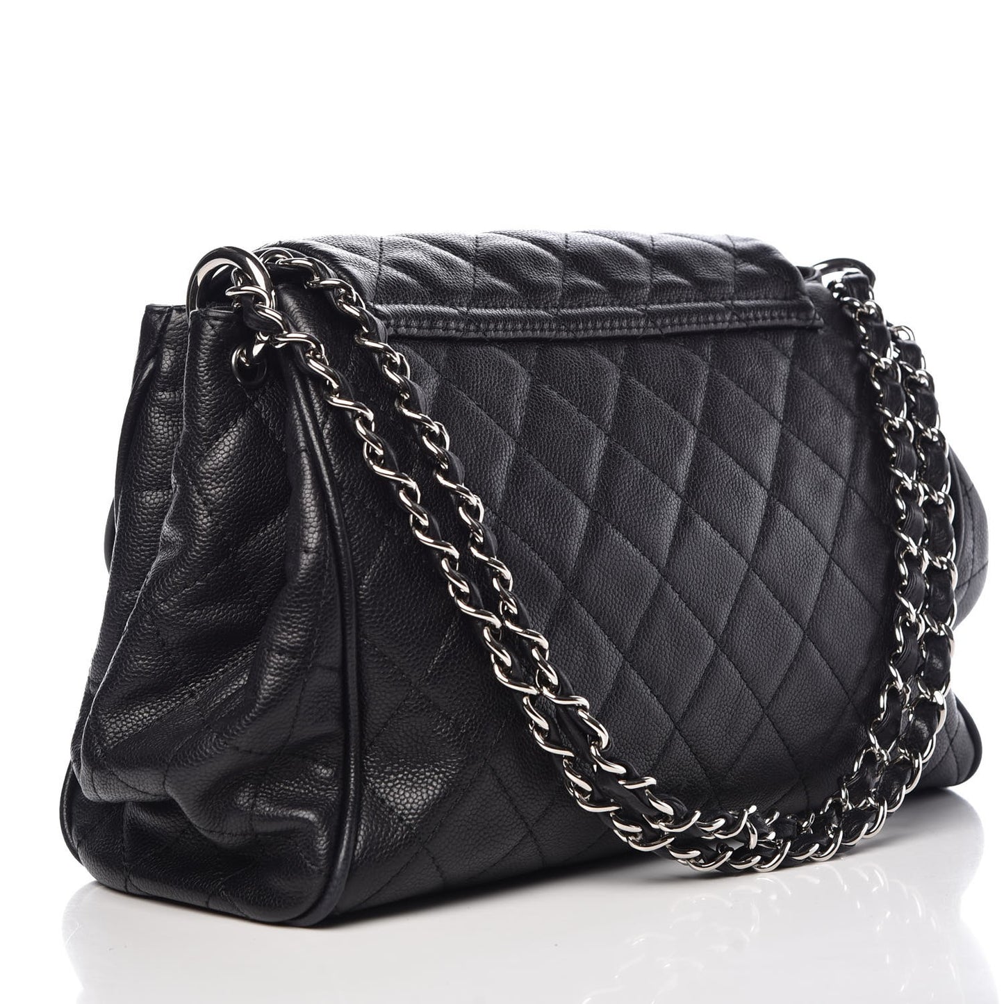 Caviar Quilted Timeless Accordion Flap Black