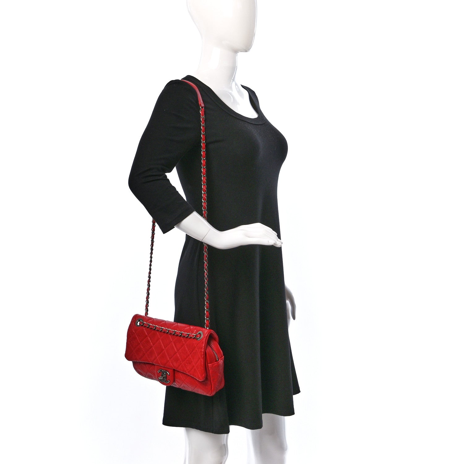 Chanel Sheepskin Quilted Medium Easy Flap Red 2 of 9