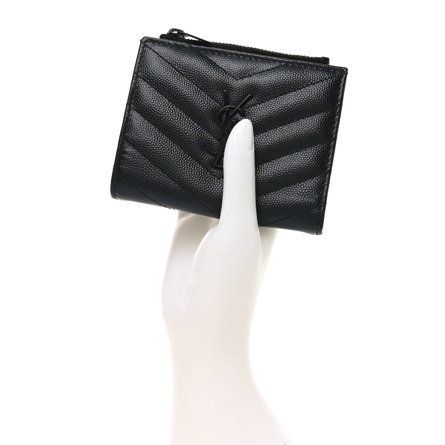 Grain De Poudre Matelasse Chevron Monogram Zipped Card Case Black