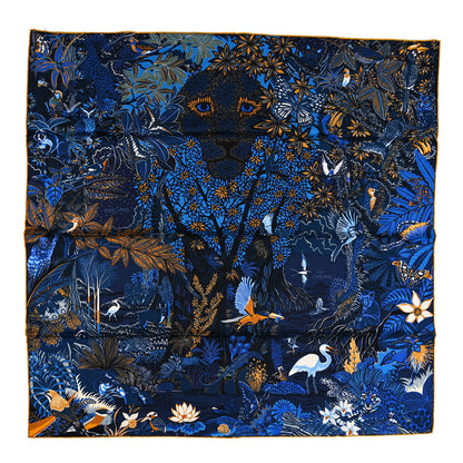 Hermes Silk Wild Singapore Scarf 90 Bleu Roy Gold Marine 1 of 4