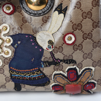 Gucci Crystal Monogram Fable Embroidered Large Babouska Boston Beige 19 of 20