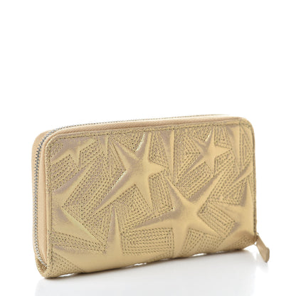 Chanel Metallic Lambskin Star Embossed Medium Zip Around Wallet Gold 3 of 9
