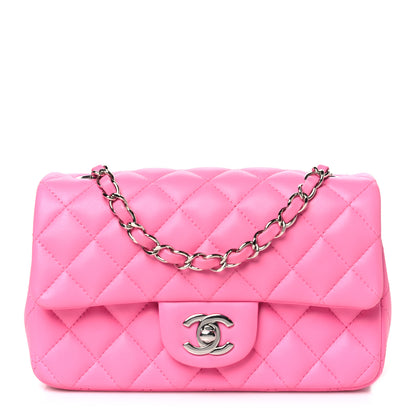 Chanel Lambskin Quilted Mini Rectangular Flap Neon Pink 1 of 11