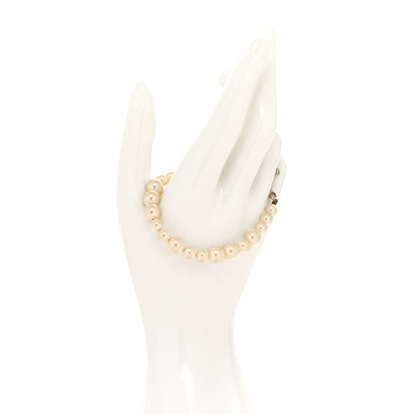 Graduated Pearl Crystal CC Bracelet Gold