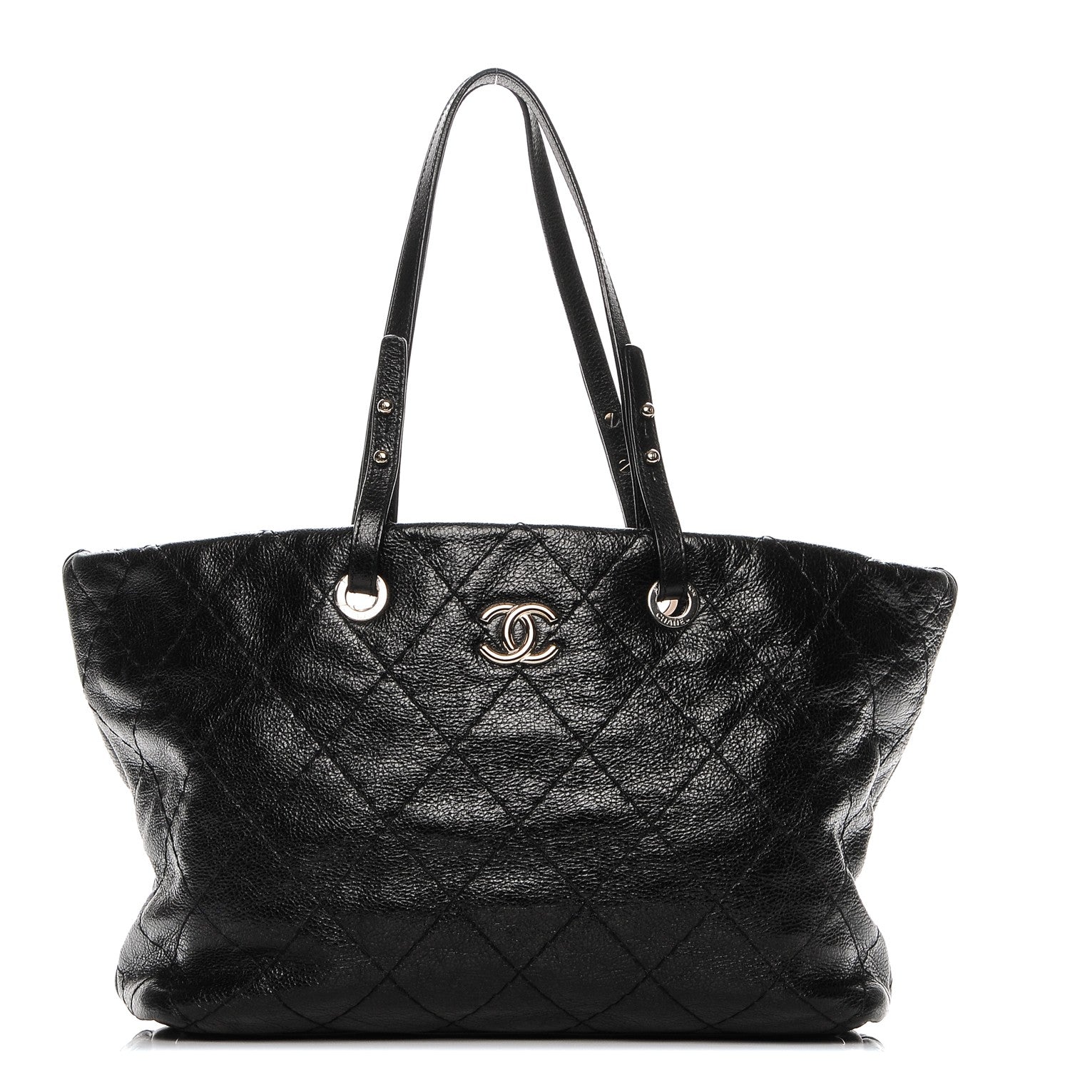 Chanel Glazed Calfskin Large On The Road Tote Black 1 of 7