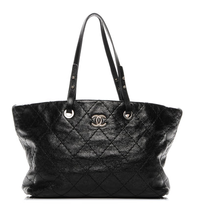 Chanel Glazed Calfskin Large On The Road Tote Black 1 of 7