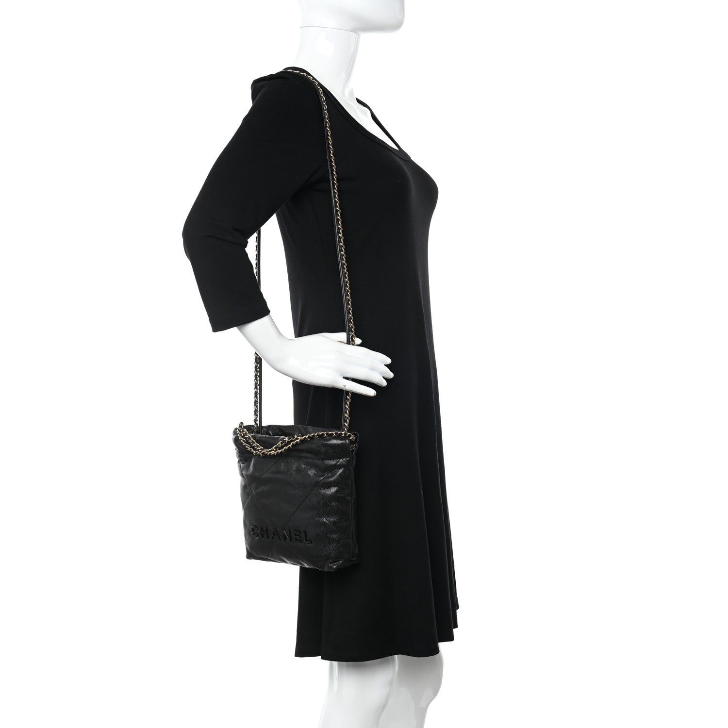 Chanel Shiny Caviar Quilted Monochrome Mini Chanel 22 Black 2 of 11