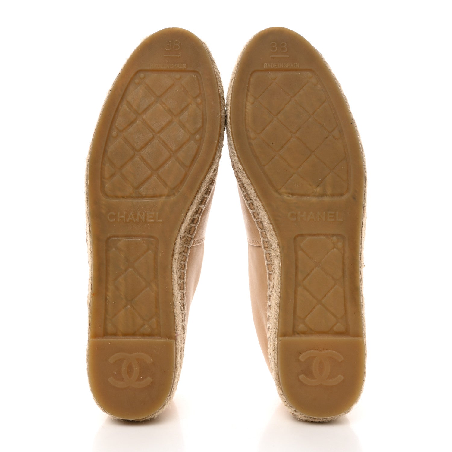 Chanel Lambskin CC Espadrilles 38 Beige Black 5 of 9