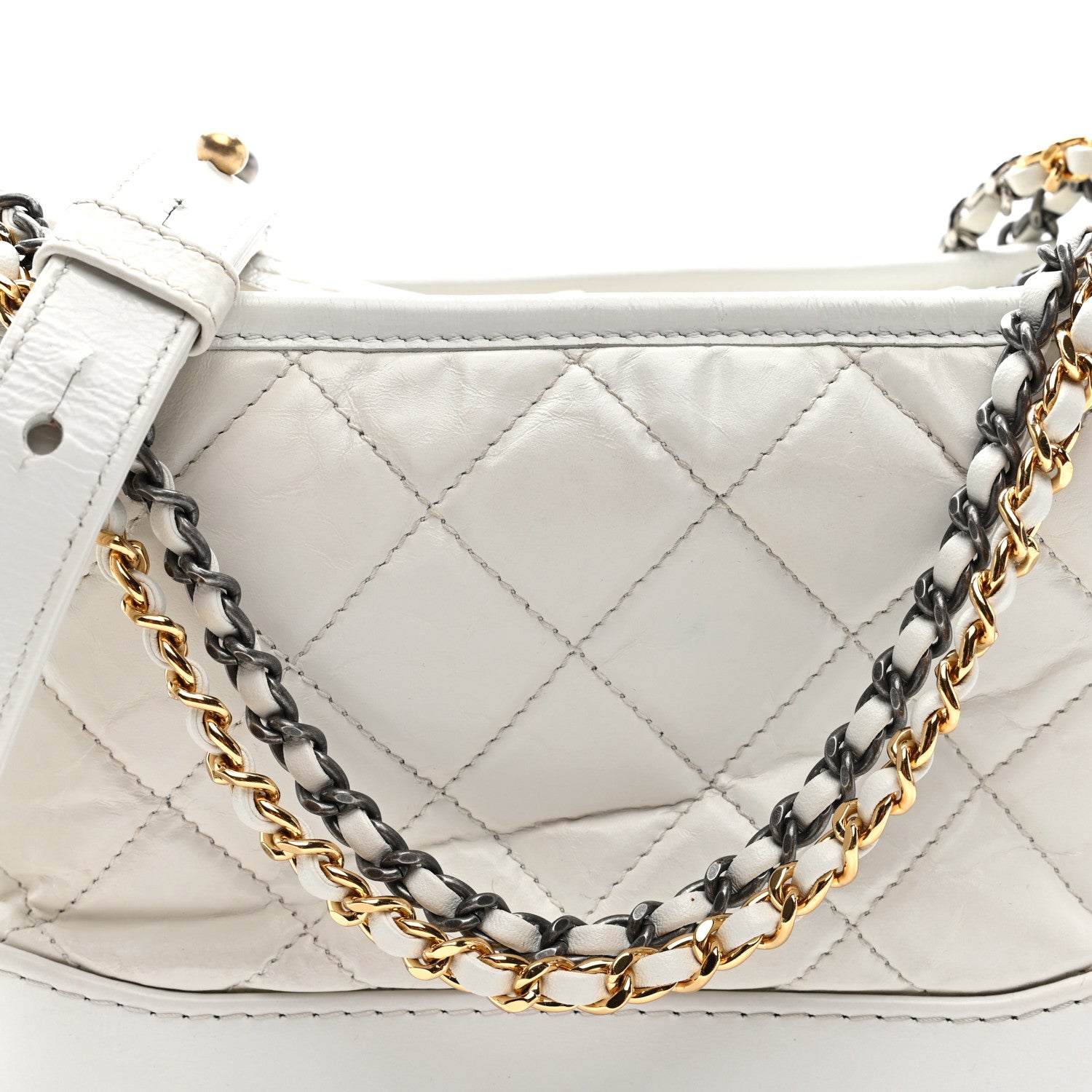Chanel Aged Calfskin Quilted Small Gabrielle Hobo White 8 of 10