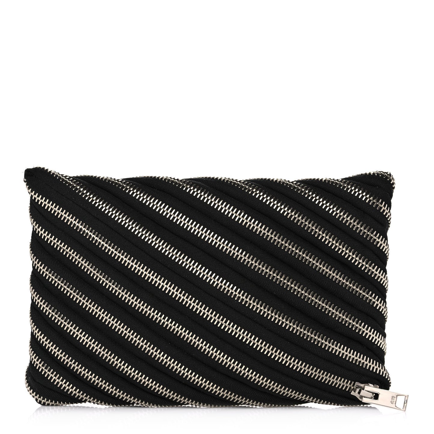 Metal Nylon Zipper Clutch Black