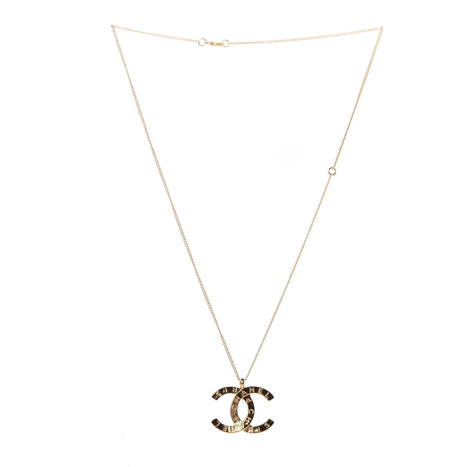 Chanel Metal CC Paris Button Necklace Gold 5 of 5