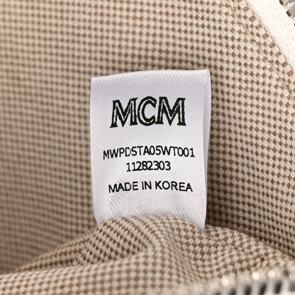 MCM Leopard Visetos Medium Aren Shopper Tote White 7 of 10