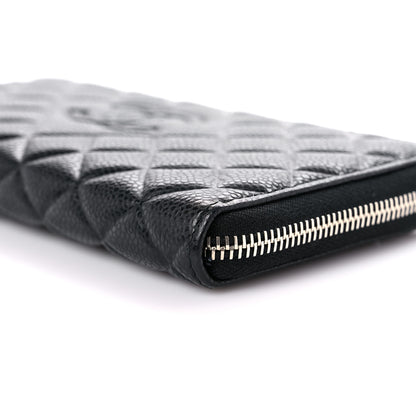 Chanel Caviar Quilted Diamond CC Gusset Zip Around Wallet Black 10 of 11
