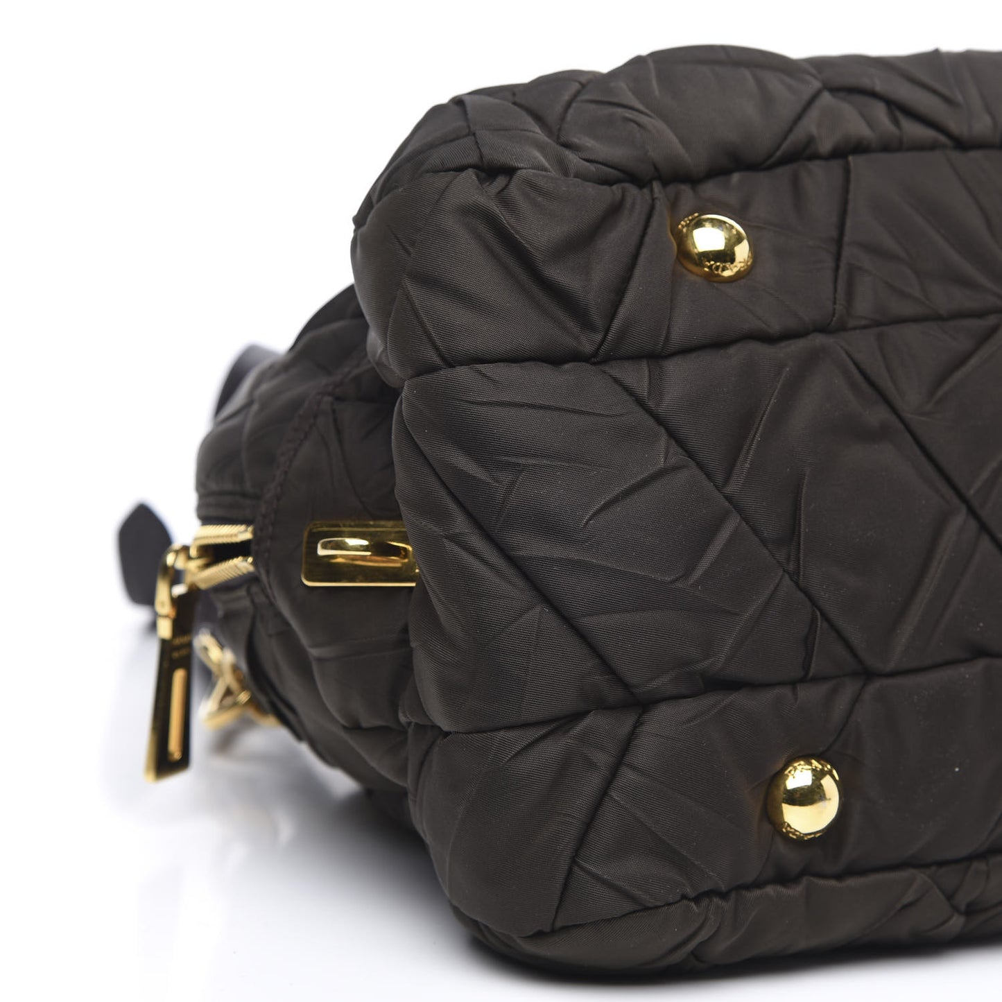 Tessuto Nylon Chevron Quilted Dome Satchel Ebano