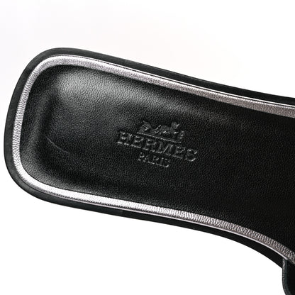 Hermes Metallic Nappa Oran Sandals 36 Gris Argente 9 of 10