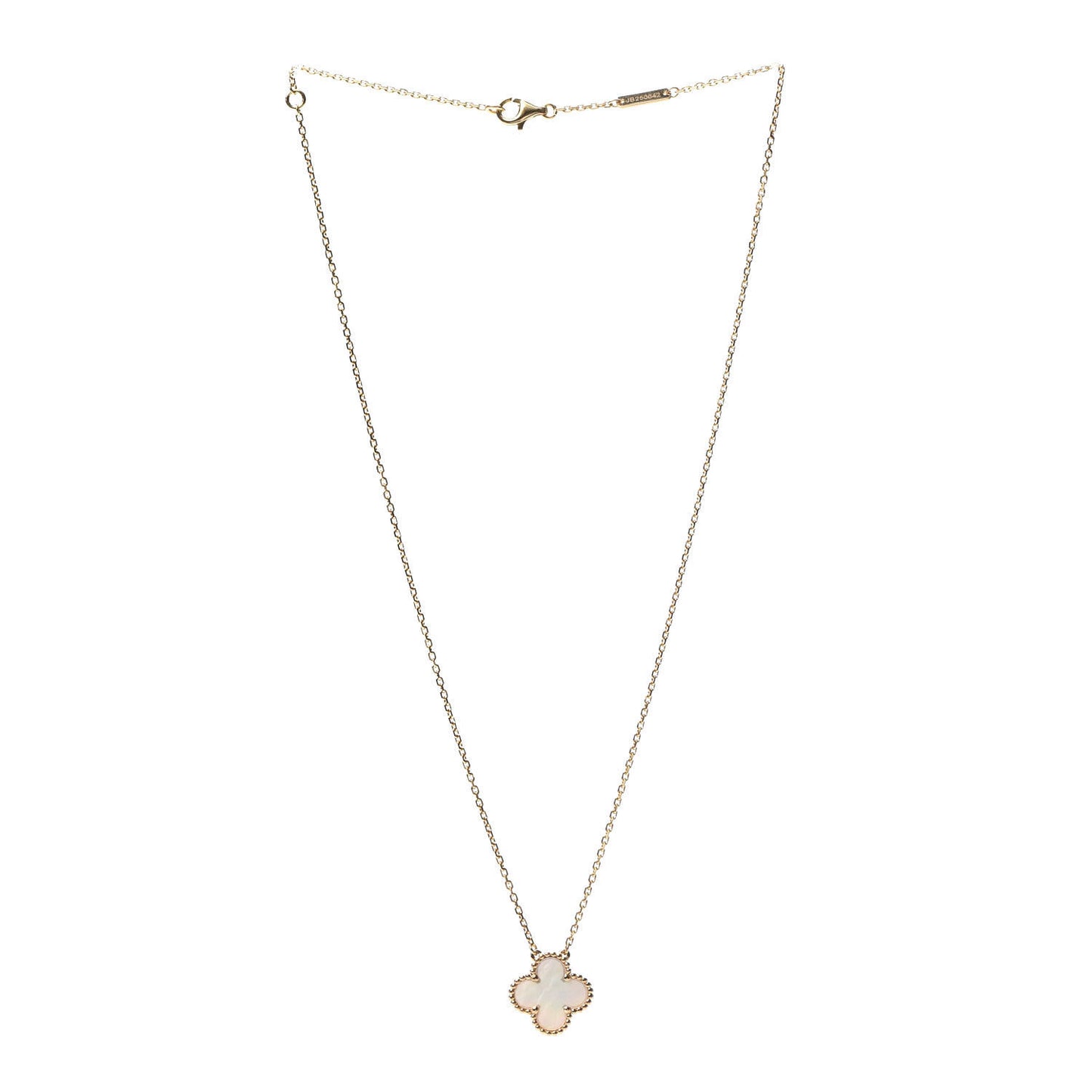 18K Yellow Gold Mother of Pearl Vintage Alhambra Pendant Necklace