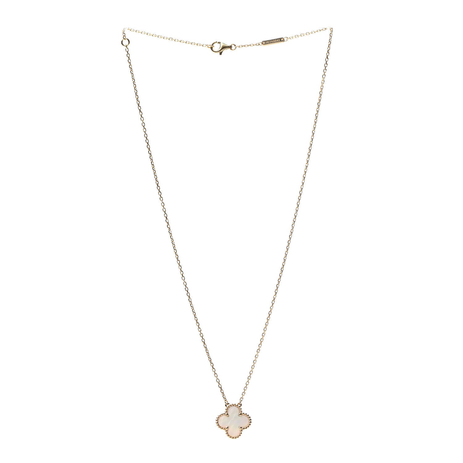 Van Cleef & Arpels 18K Yellow Gold Mother of Pearl Vintage Alhambra Pendant Necklace 3 of 5