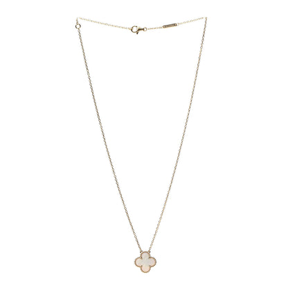 Van Cleef & Arpels 18K Yellow Gold Mother of Pearl Vintage Alhambra Pendant Necklace 3 of 5
