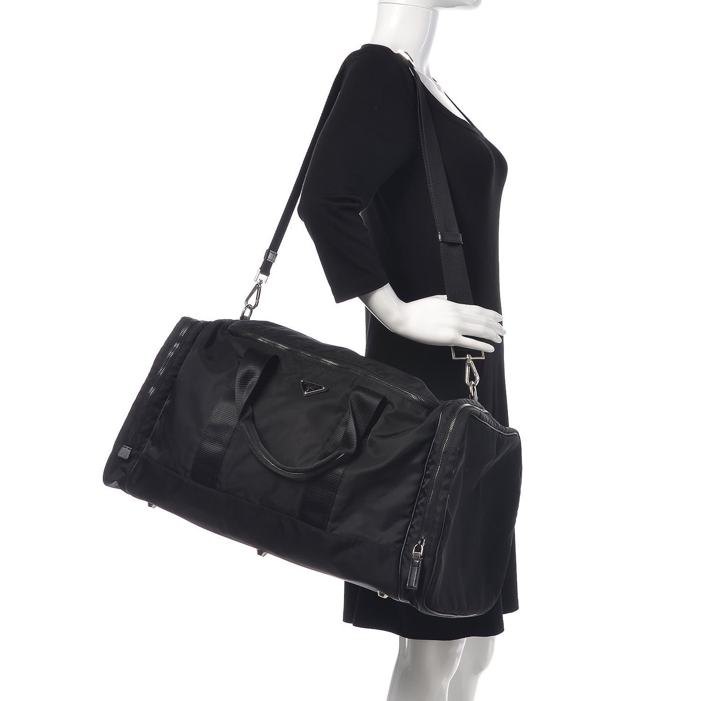 Tessuto Nylon Saffiano Viaggio Duffle Black