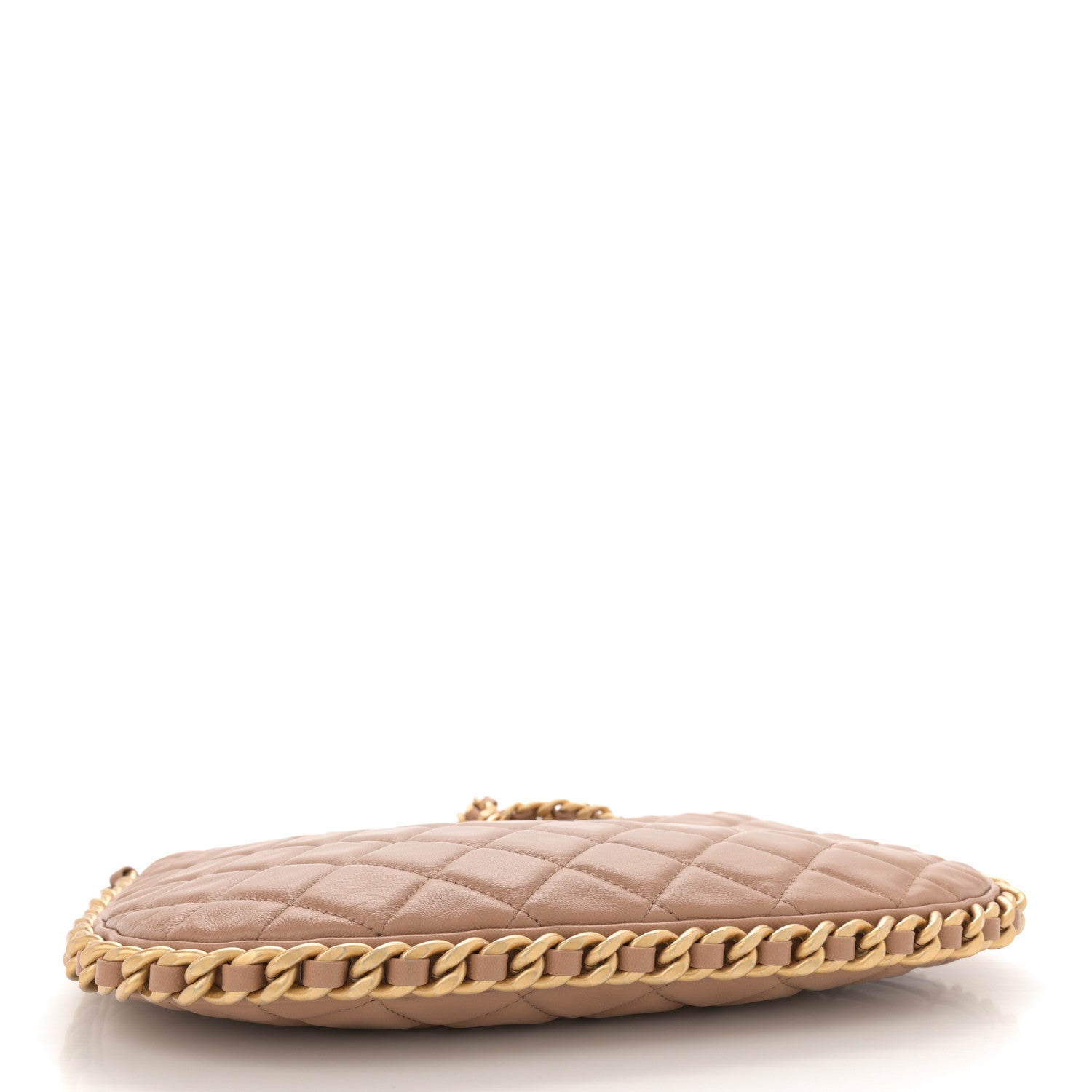 Chanel Shiny Crumpled Lambskin Quilted Large Trendy Chain Around Hobo Dark Beige 4 of 10