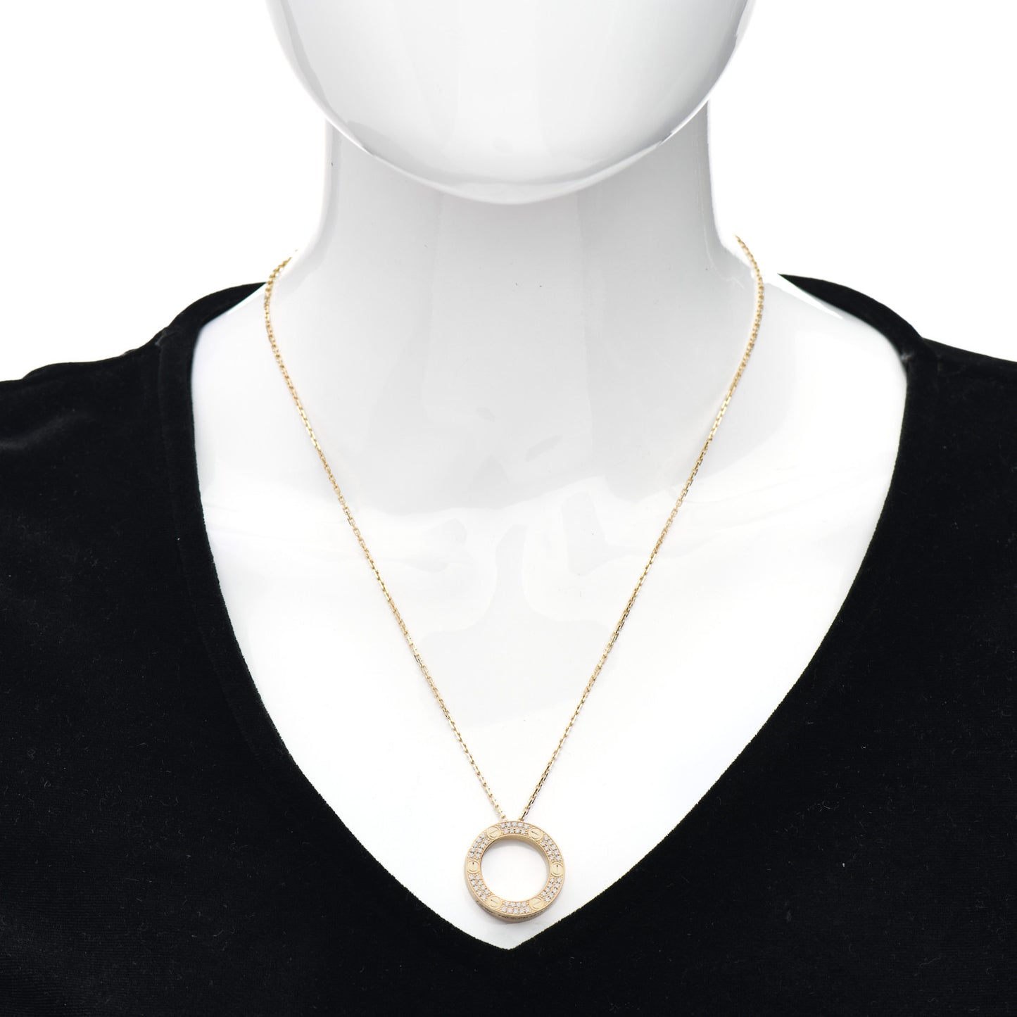 18K Yellow Gold Diamond LOVE Paved Necklace